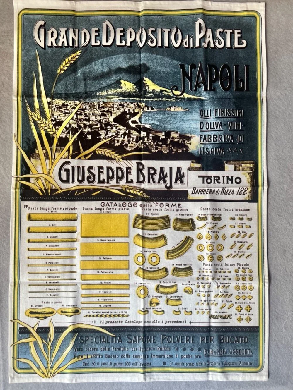 Sur la Table Tea Towel Grande Deposito Italian Pasta Chart Cotton 28